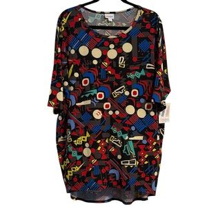 LuLaRoe Bright Geometric Patterned Irma Top NWT
